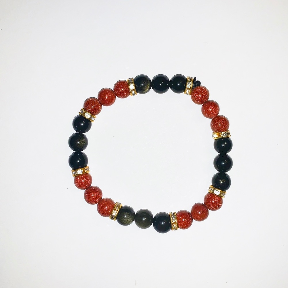 Handmade Goldstone & Golden Obsidian bracelet